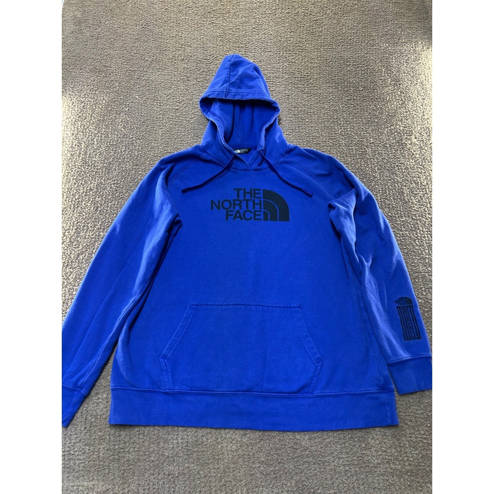 The North Face Womens Rage Hoodie Royal Blue Fleece Pullover Logo XL